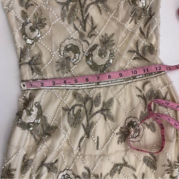 BHLDN || Mariposa Beaded Sequin Mesh Dress Bride Wedding Reception Ivory 6 - Picture 11 of 12